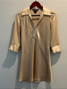 A.B.S. by Allen Schwartz Gold Rhinestone Party Dress